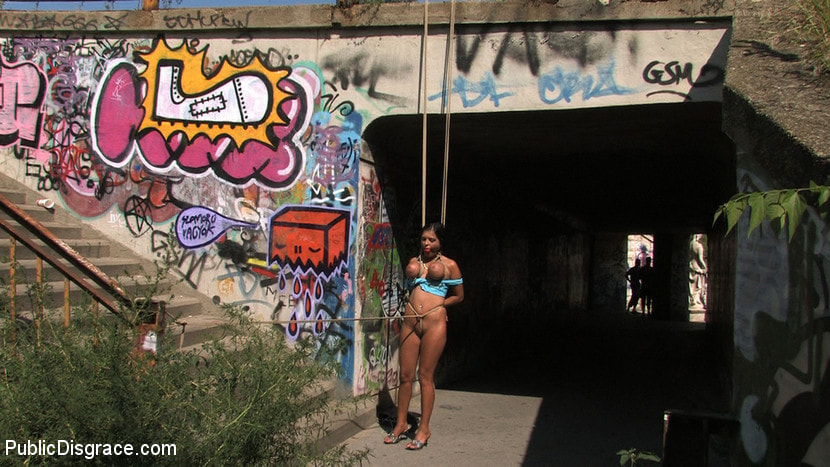 BEST OF EUROPE: BIG NATURAL TITS TIED IN PUBLIC!!!!