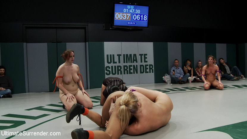 RD2: Girls helpless in wrestling holds, getting double teamed. Finger fucked and beaten on the mat.