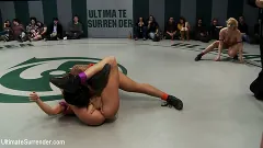 Hollie Stevens - RD2: Girls helpless in wrestling holds, getting double teamed. Finger fucked and beaten on the mat. | Picture (15)