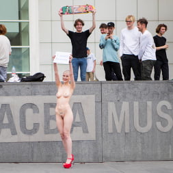 Petitie Slut Nerea Falco Shaves Head and Gets Gang Fucked in Public!