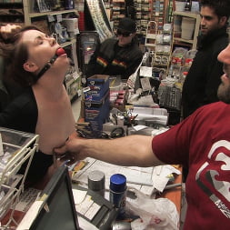 Hot redhead gets publicly fucked and fondled in a hardware store