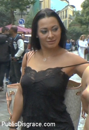 Japanese Slut is humiliated and put on display in Madrid