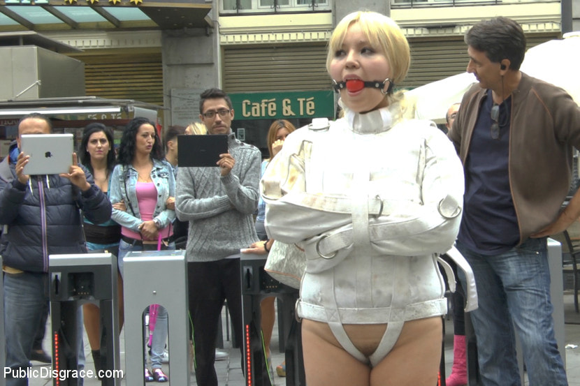 Japanese Slut is humiliated and put on display in Madrid