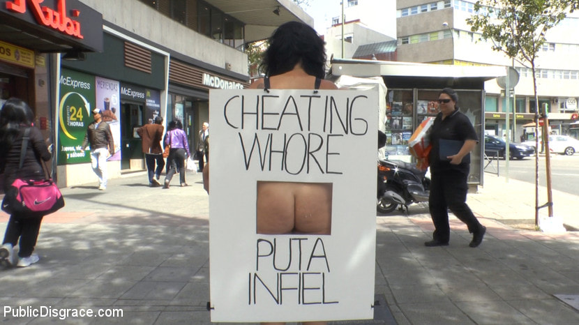 Cheating Wife's Big Hot Ass Shamed Fully Naked In Public Display