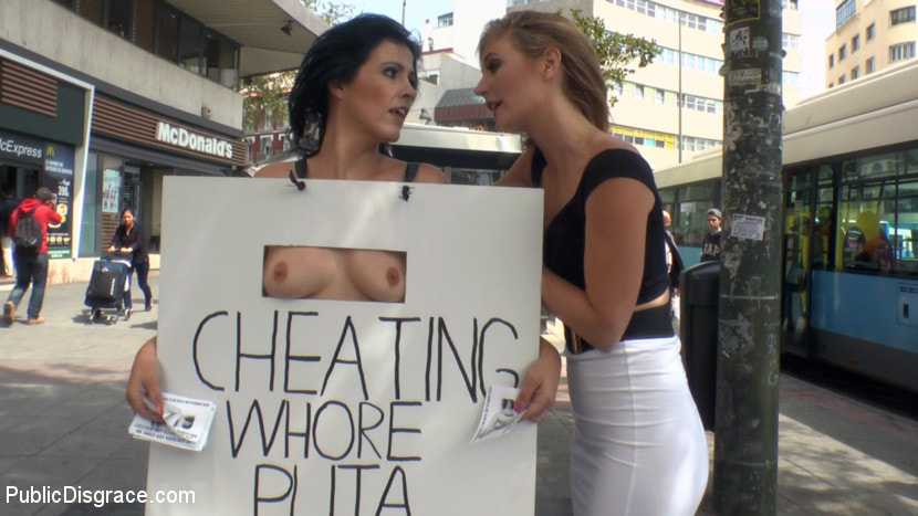 Cheating Wife's Big Hot Ass Shamed Fully Naked In Public Display