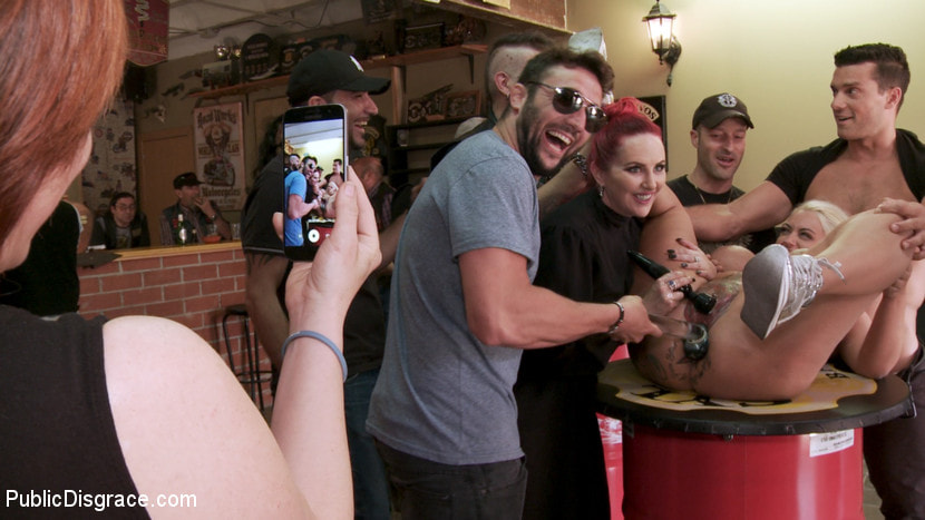 Busty Blonde Candela X Submits In Biker Bar
