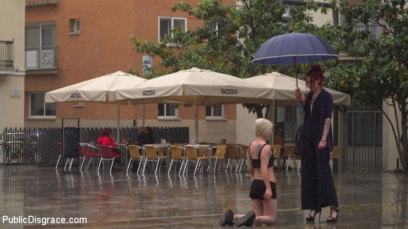 熱狂した雌犬は雨の中でぶら下がって鞭打ちを受けた！ - パート1