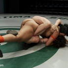 Saffron in 'Brutal head scissors, body locks and back breakers and ass fucking. The roughest match of the year!'
