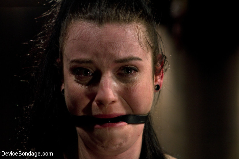 Curvy broad suffers for orgasms then strung up by hair suspension.