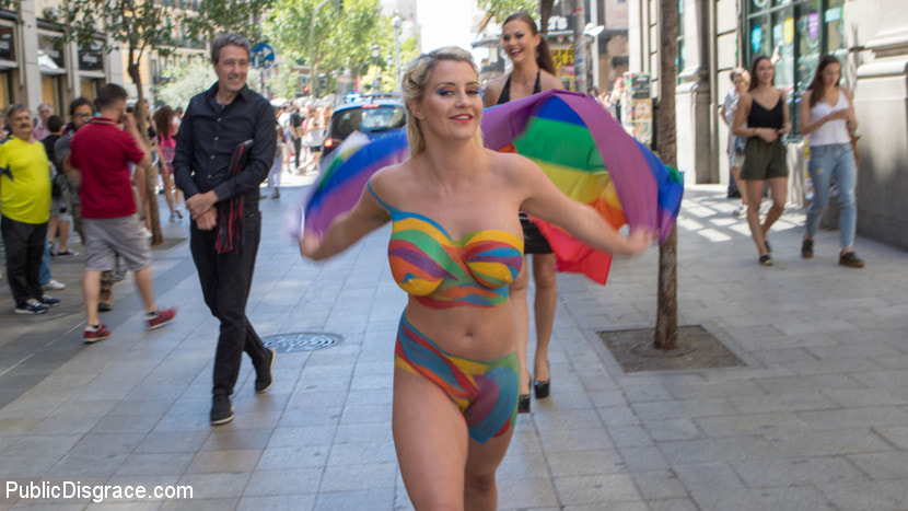 Busty Blonde Sienna Day Disgraced Fully Nude on Dirty Public Streets